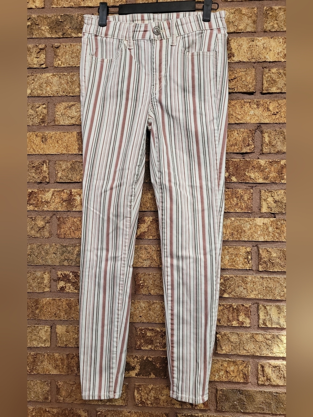 American Eagle Outfitters Striped High Rise Jeggings Super Stretch Size 4